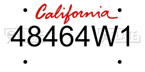 48464W1 California License Plate