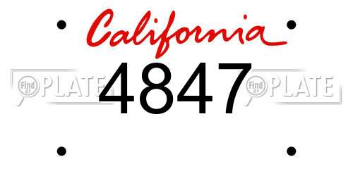 4847 California License Plate