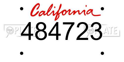 484723 California License Plate