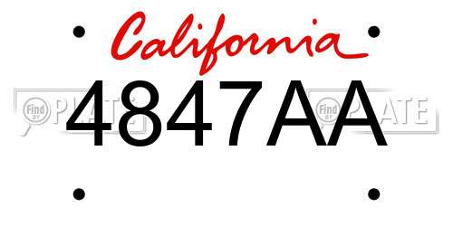 4847AA California License Plate
