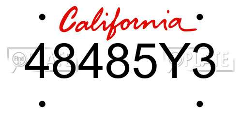 48485Y3 California License Plate
