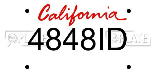 4848ID California License Plate