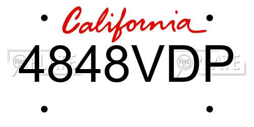4848VDP California License Plate