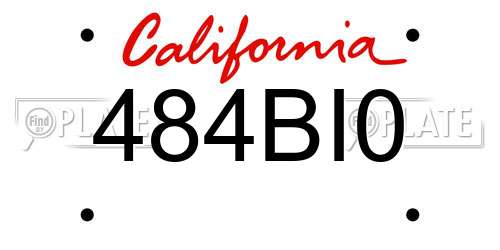 484BI0 California License Plate