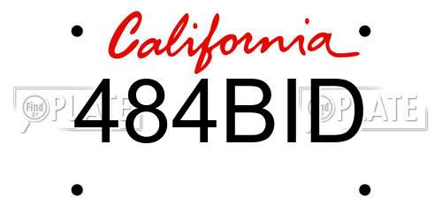 484BID California License Plate