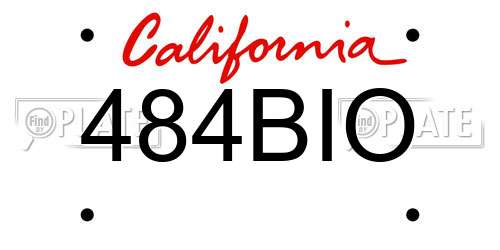 484BIO California License Plate