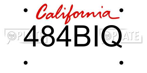 484BIQ California License Plate