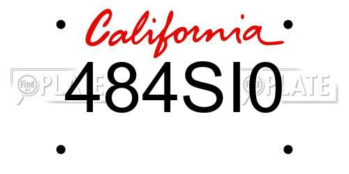 484SI0 California License Plate