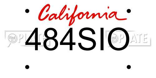 484SIO California License Plate