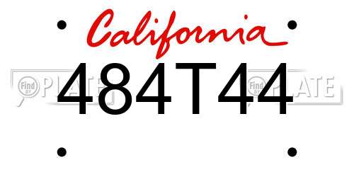 484T44 California License Plate