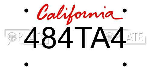 484TA4 California License Plate
