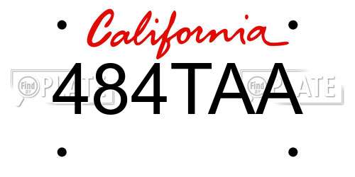 484TAA California License Plate