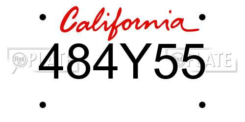 484Y55 California License Plate