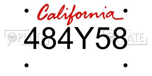 484Y58 California License Plate