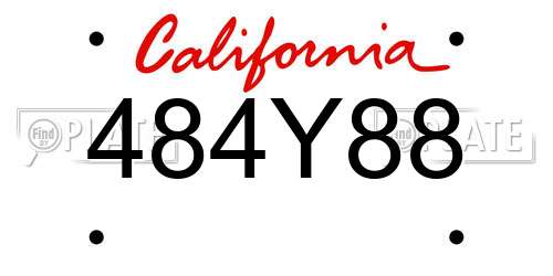 484Y88 California License Plate