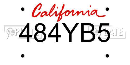 484YB5 California License Plate