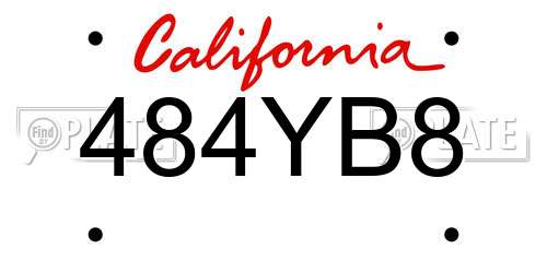484YB8 California License Plate