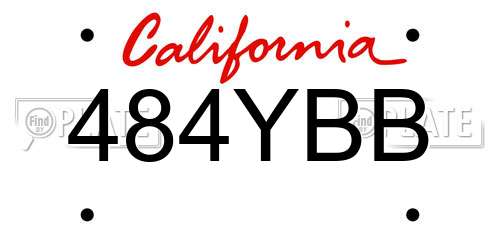 484YBB California License Plate