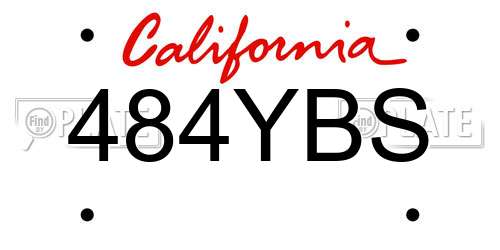 484YBS California License Plate