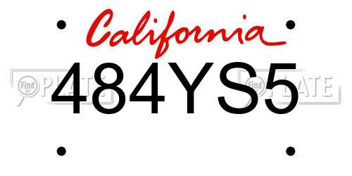 484YS5 California License Plate