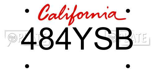 484YSB California License Plate