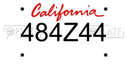 484Z44 California License Plate