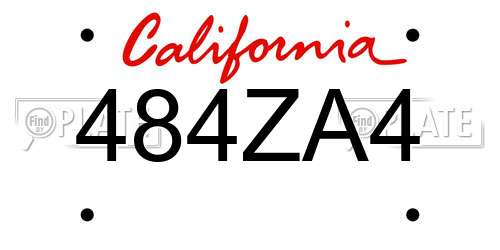 484ZA4 California License Plate