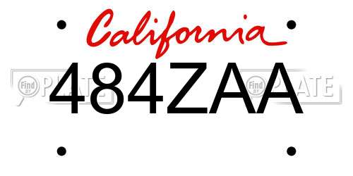 484ZAA California License Plate