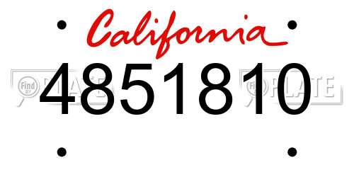 4851810 California License Plate