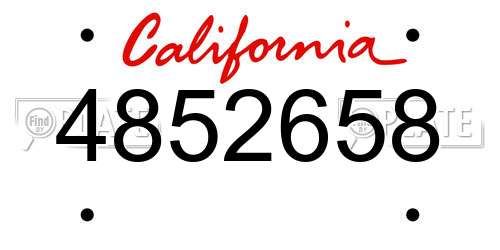 4852658 California License Plate