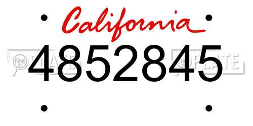 4852845 California License Plate