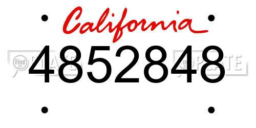 4852848 California License Plate