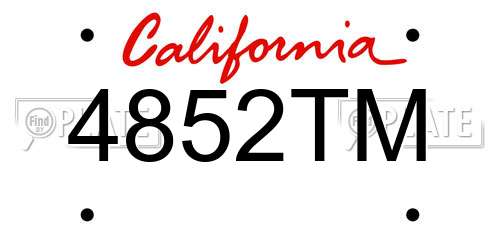 4852TM California License Plate