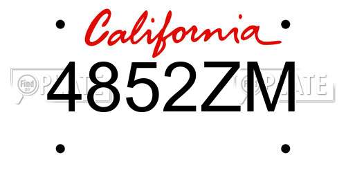 4852ZM California License Plate