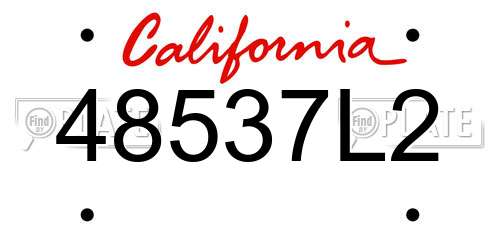 48537L2 California License Plate