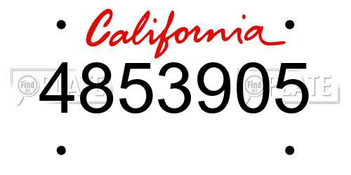 4853905 California License Plate