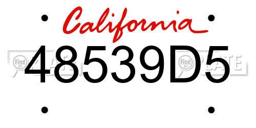 48539D5 California License Plate
