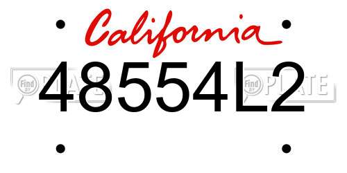 48554L2 California License Plate