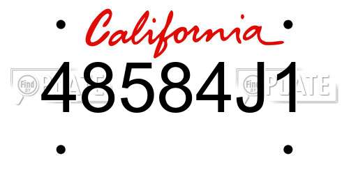 48584J1 California License Plate