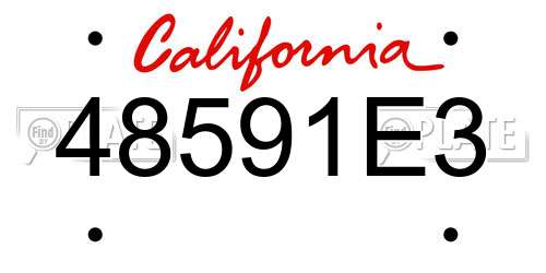 48591E3 California License Plate