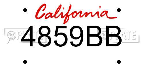 4859BB California License Plate