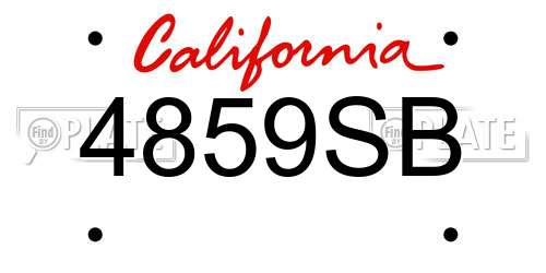 4859SB California License Plate