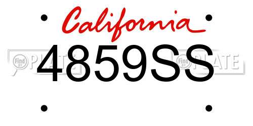 4859SS California License Plate