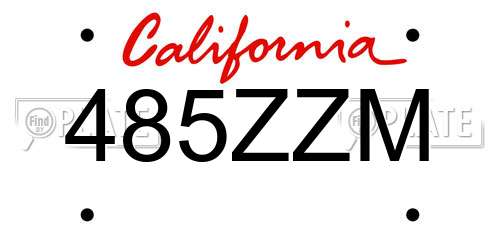 485ZZM California License Plate