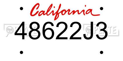 48622J3 California License Plate