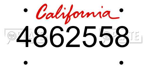 4862558 California License Plate