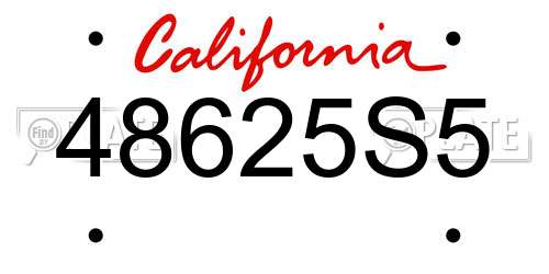 48625S5 California License Plate