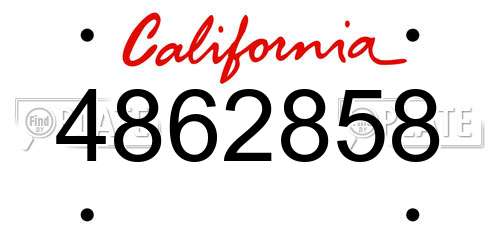 4862858 California License Plate
