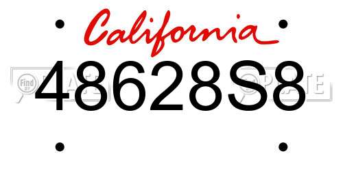 48628S8 California License Plate
