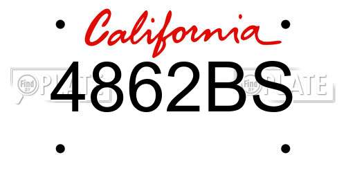 4862BS California License Plate